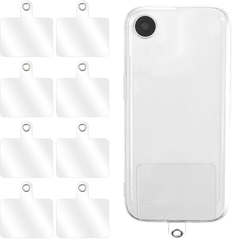 8-Pack Transparent Phone Case Tethers with Metal Rings