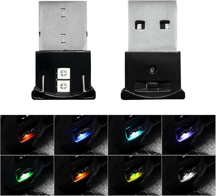 2 Pack Mini USB RGB LED Lights for Car and Home