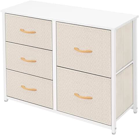 Large Ivory Storage Dresser with 5 Removable Bins