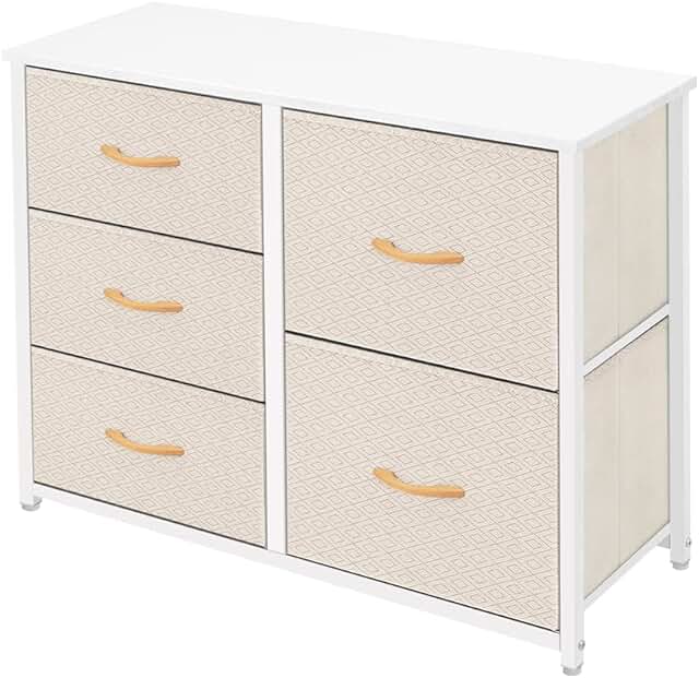 Large Ivory Storage Dresser with 5 Removable Bins
