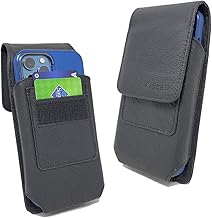 Black Leather Vertical Holster with Swivel Belt Clip for iPhone