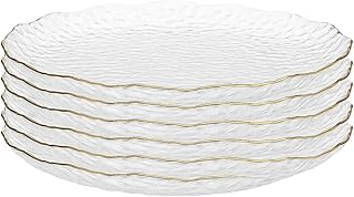 10-inch hammered glass dinner plate with gold rim