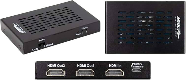 HDMI splitter with 1 input and 2 outputs, built-in scaling