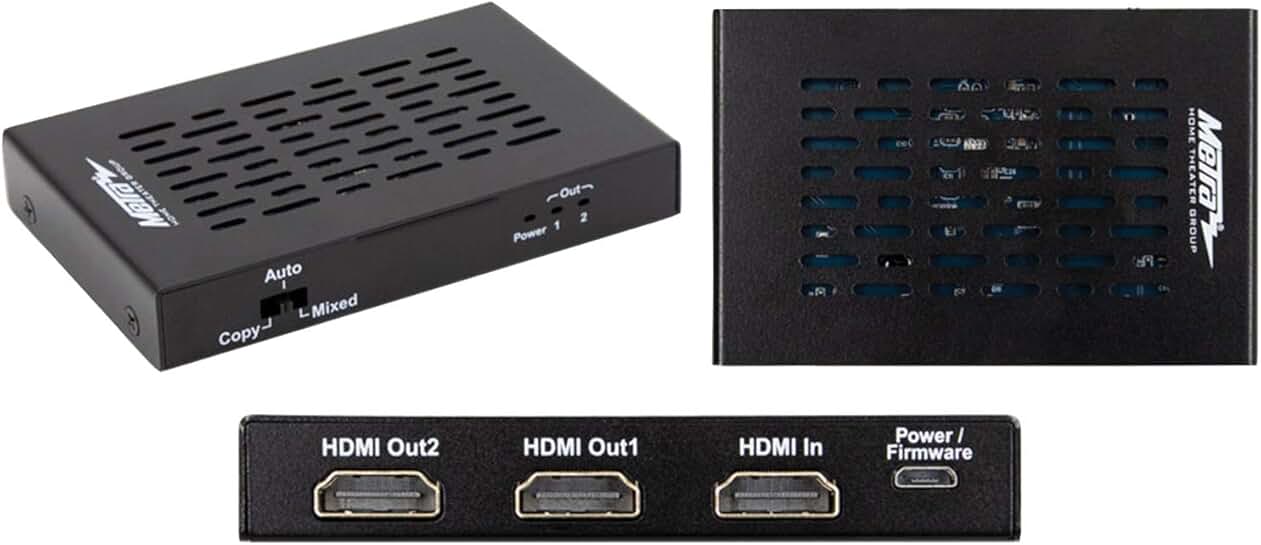 HDMI splitter with 1 input and 2 outputs, built-in scaling