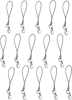 15 Black and Silver Cell Phone Strap with Hooks
