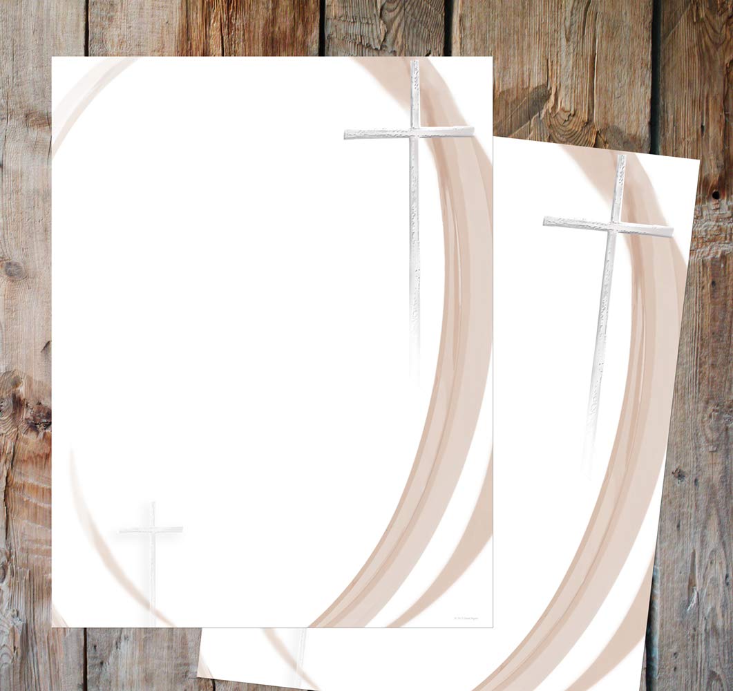 Swirls and Cross Letterhead, 80 sheets, 8.5"x11"