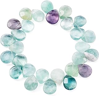 27pcs Faceted Fluorite Teardrop Beads for Jewelry Making
