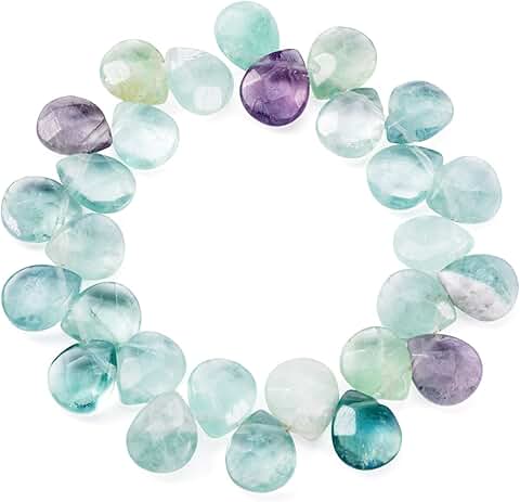 27pcs Faceted Fluorite Teardrop Beads for Jewelry Making