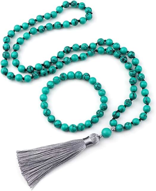 Turquoise Heart Chakra Mala Necklace for Meditation and Healing