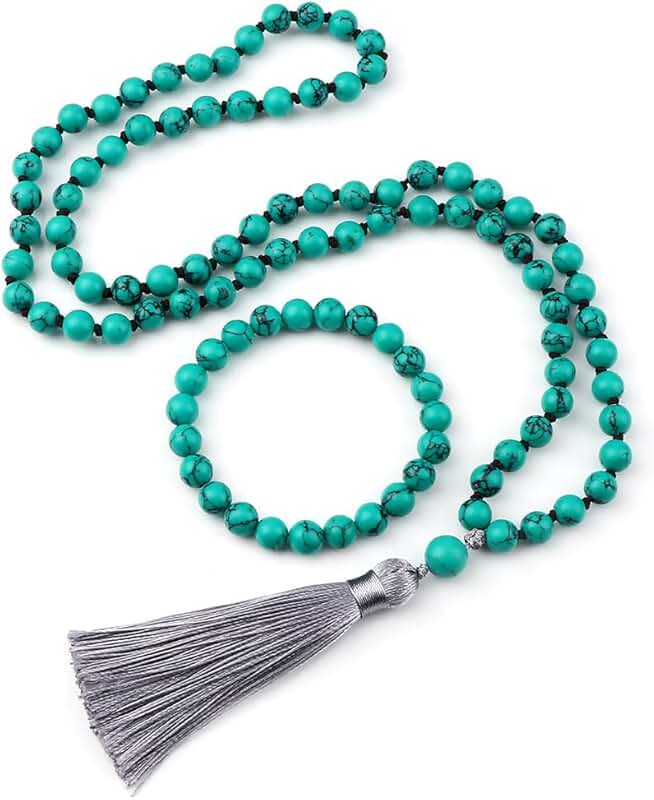 Turquoise Heart Chakra Mala Necklace for Meditation and Healing