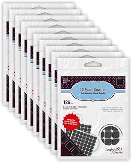 Set of 10 black 3D foam squares, 1/2 inch each