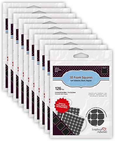 Set of 10 black 3D foam squares, 1/2 inch each