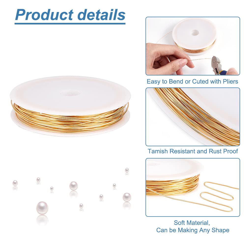18K Gold Plated Jewelry Wire 24 Gauge 50m for Crafting