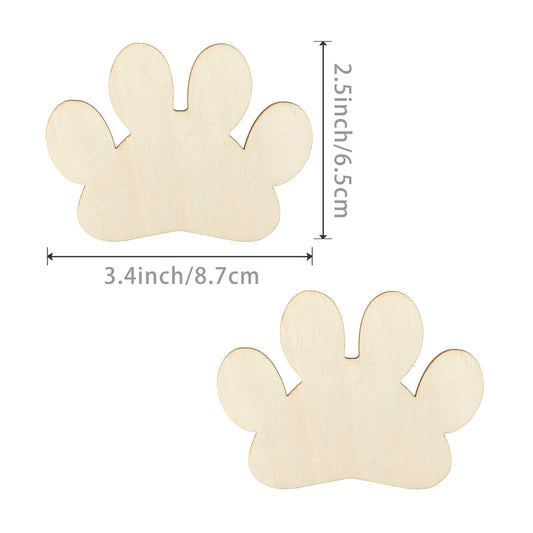 24pcs Wooden Dog & Cat Paw Shape Tags for Decorations