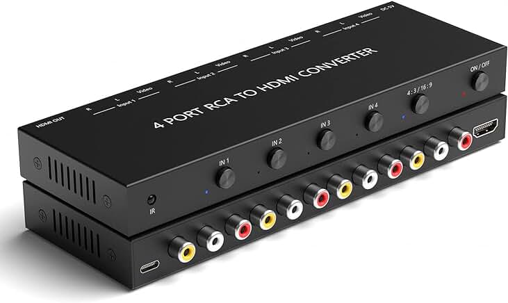 4-Port RCA to HDMI Converter with Remote