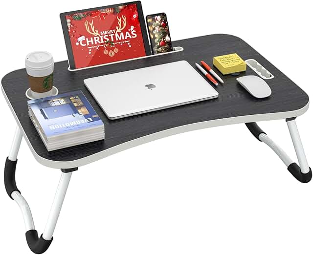 Portable 23-Inch Folding Wood Lap Desk for Bed and Couch