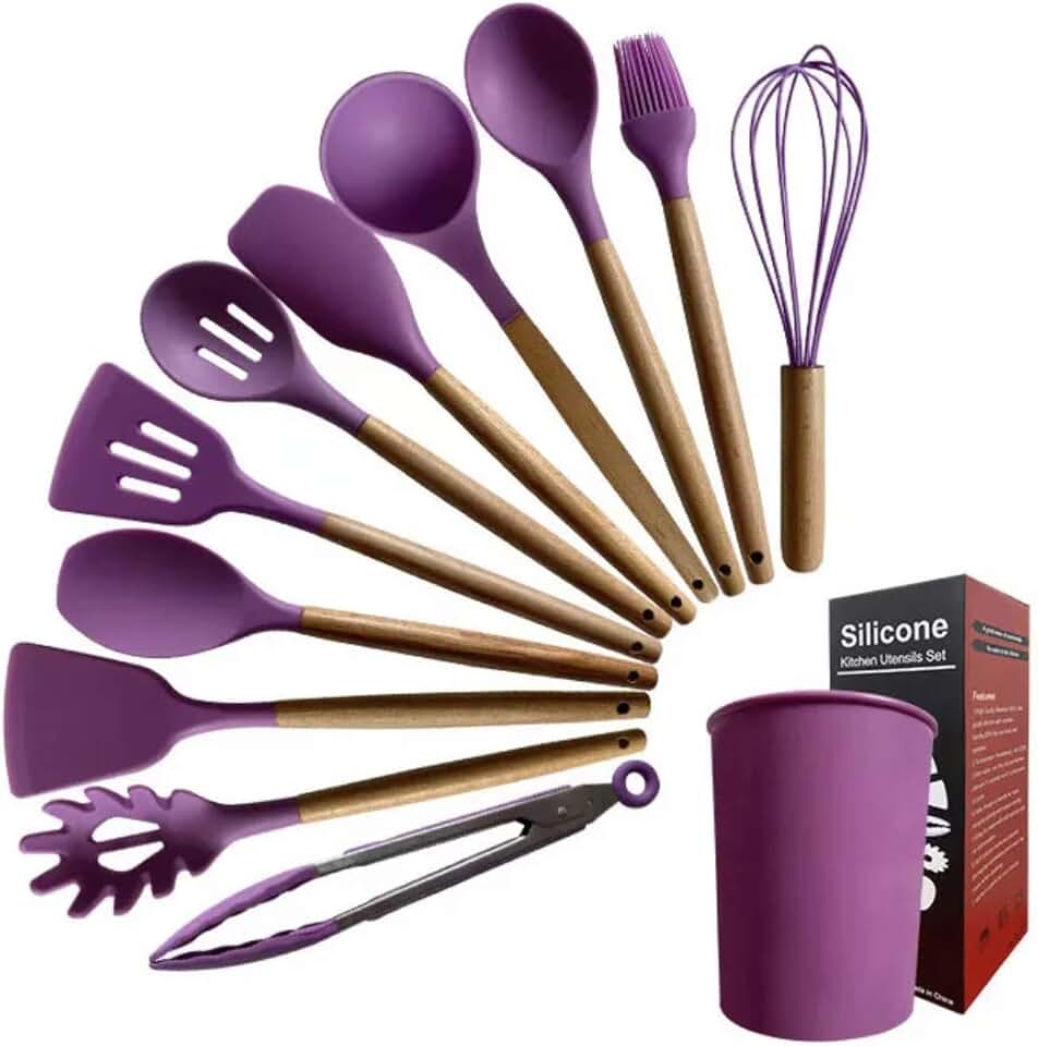 12-Piece Silicone Kitchen Utensil Set with Holder