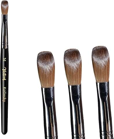 Acrylic Nail Brush 14 Oval Crimped Shape Black Handle