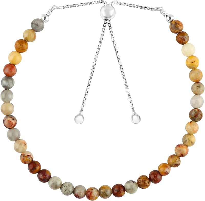 Handmade Adjustable Beaded Gemstone Bolo Bracelet for Girls