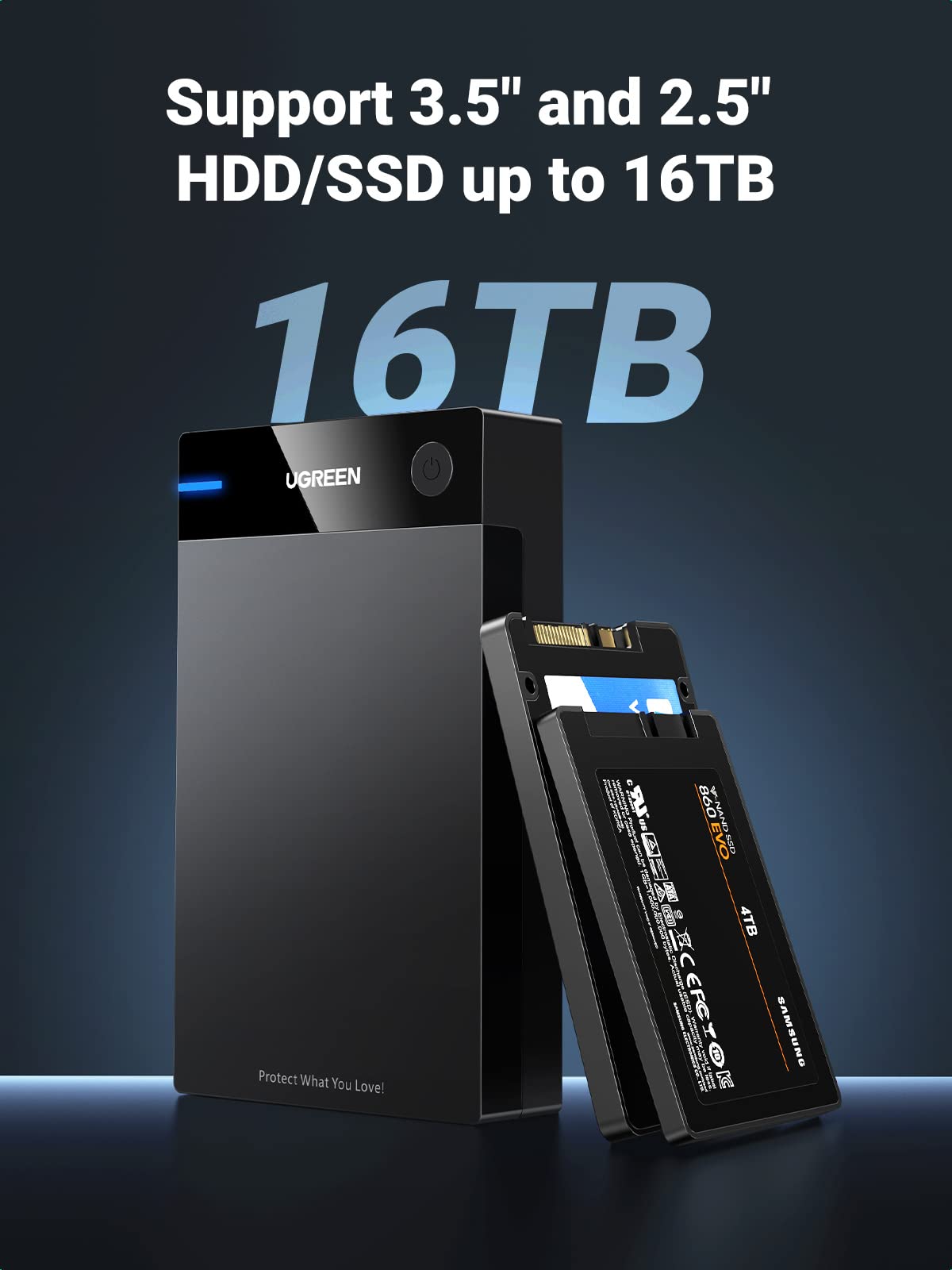 External Hard Drive Enclosure for 3.5 2.5 Inch SATA SSD HDD USB 3.0 to SATA III Hard Drive Case with UASP 12V Power Adapter Compatible with WD Seagate Toshiba Samsung Hitachi PS4 Xbox