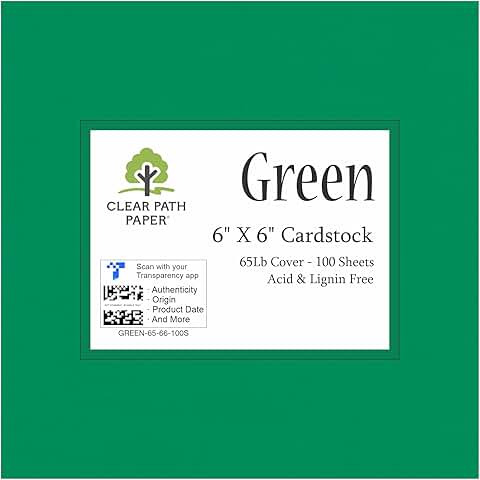 Green Cardstock Paper, 6x6 inches, 65Lb, 100 Sheets