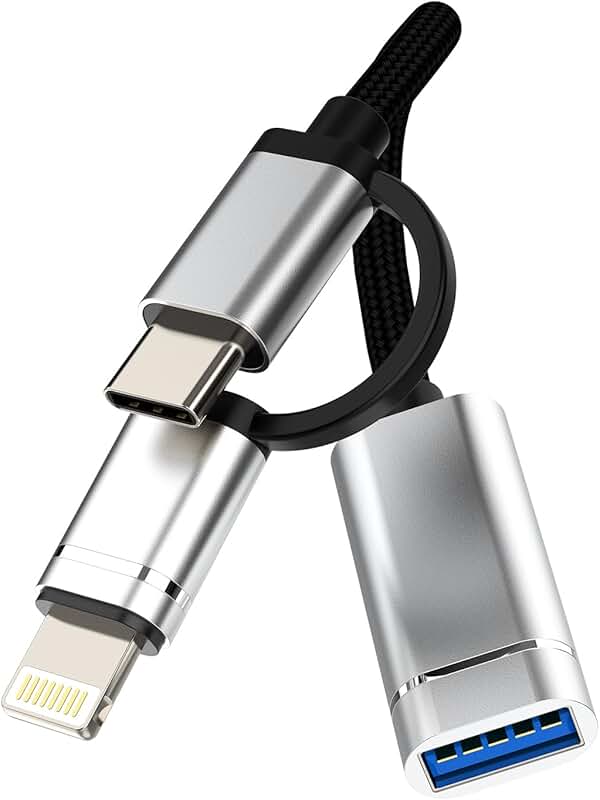 USB A to USB C Lightning Adapter for Devices