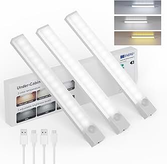 Rechargeable 8-Inch Under Cabinet Motion Sensor Lights, 3-Pack
