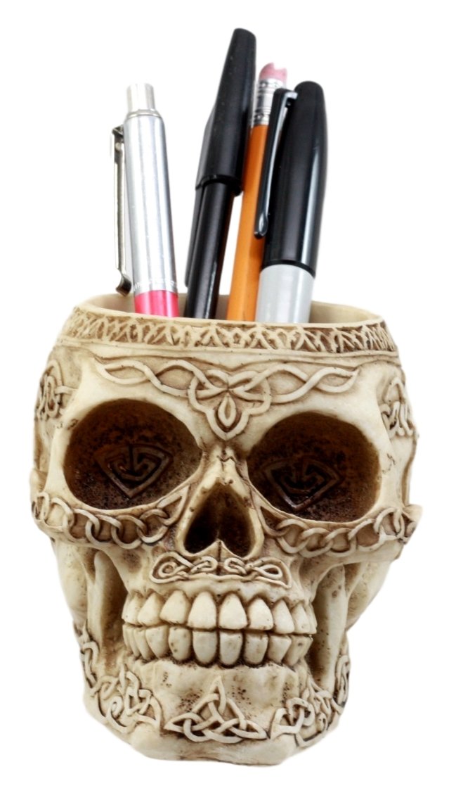 Day of the Dead Celtic Tribal Pen Holder Figurine