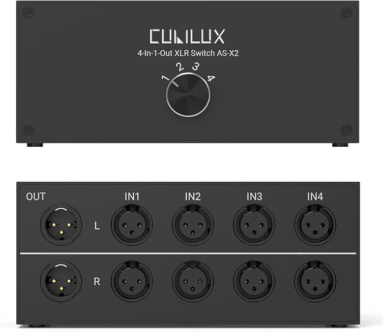 4-in-1 Stereo XLR Audio Selector with Aluminum Case