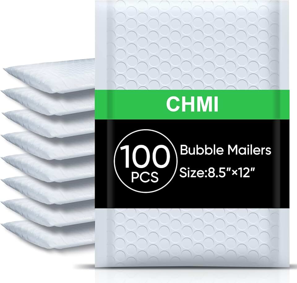 White Bubble Mailers, 8.5 x 12 Inch, 100 Pack