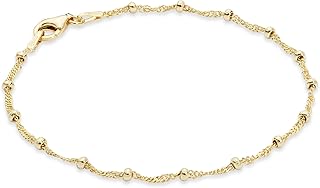 Sterling Silver and Gold Plated Bead Chain Bracelet for Women