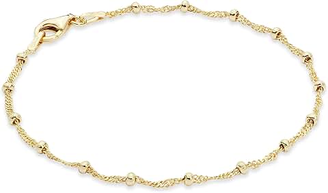 Sterling Silver and Gold Plated Bead Chain Bracelet for Women
