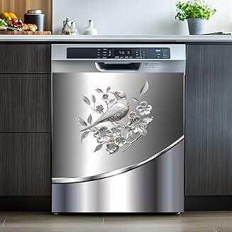 Bird and flower pattern stainless steel fridge magnet, 23x26 inches