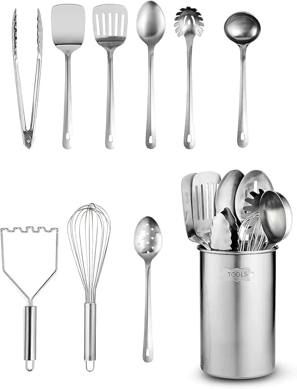 Stainless Steel Cooking Utensil Set with Ladle Spatula Skimmer