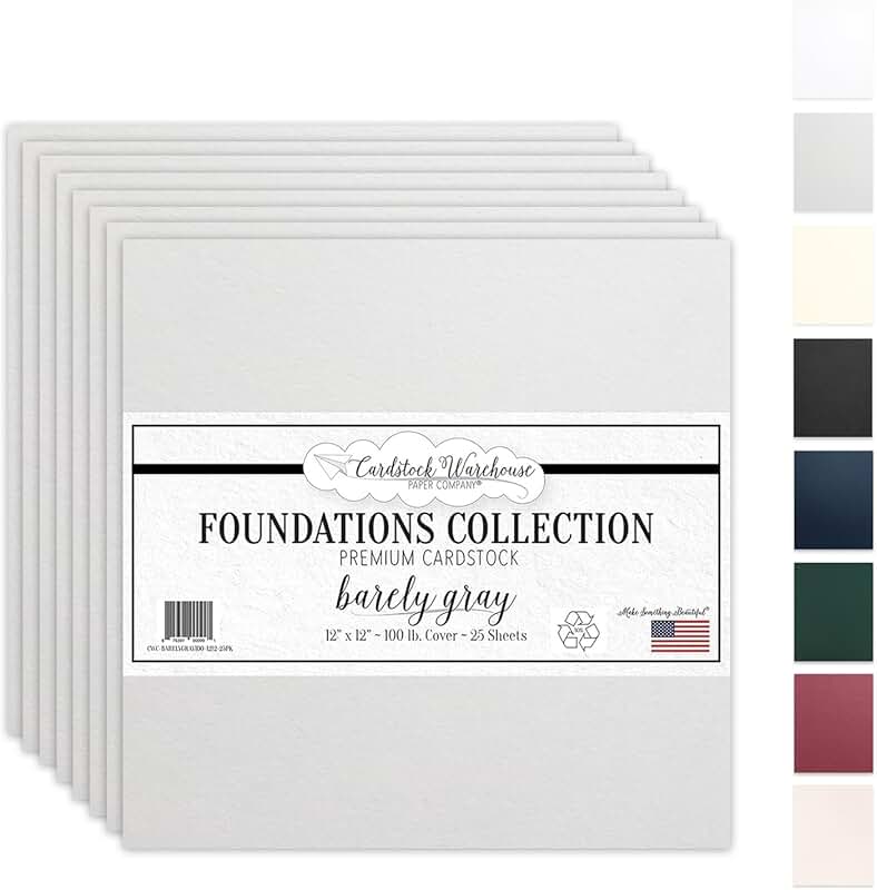 Barely Gray Recycled Cardstock, 25 Sheets, 12x12"