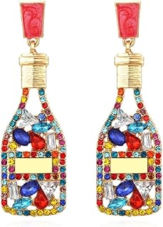 Beaded Wine Bottle Dangle Earrings for Women