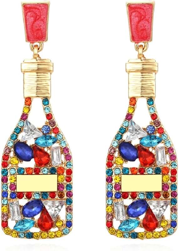 Beaded Wine Bottle Dangle Earrings for Women