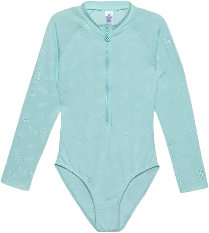 Kids Girls Pineapple Print Long Sleeve Swimsuit