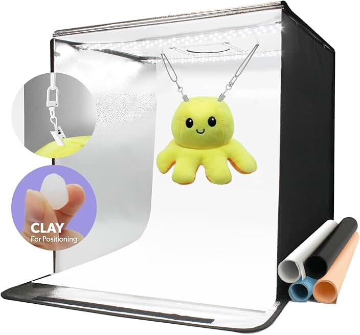 24x24 inch LED Photo Light Box with Clips and Clay