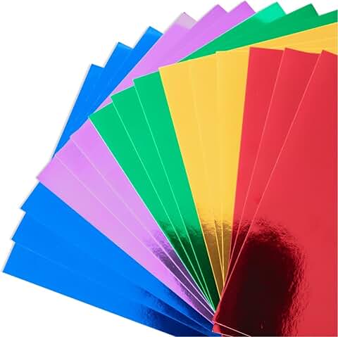 60 Sheets Metallic Colored Mirror Cardstock, 8.5x11 inches