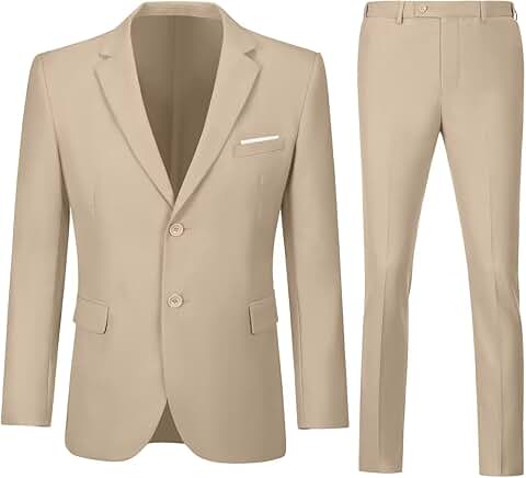 Men's Slim Fit 2-Piece Suit for Prom, Wedding, Business