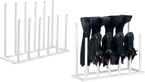 Set of 2 White Metal Shoe Racks Holds 12 Pairs