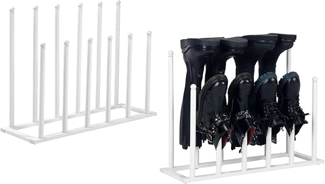 Set of 2 White Metal Shoe Racks Holds 12 Pairs