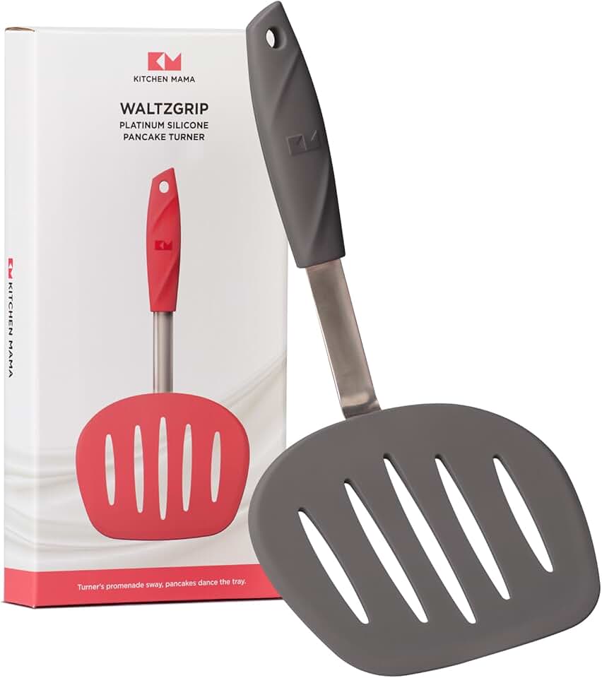 Flexible silicone pancake spatula with stainless steel core