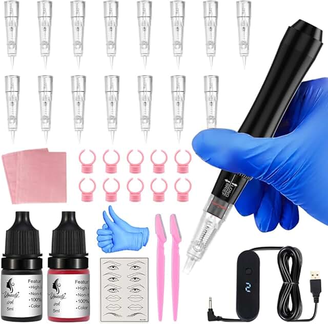 Semi-Permanent Makeup Eyebrow Tattoo Kit with 15 Needles