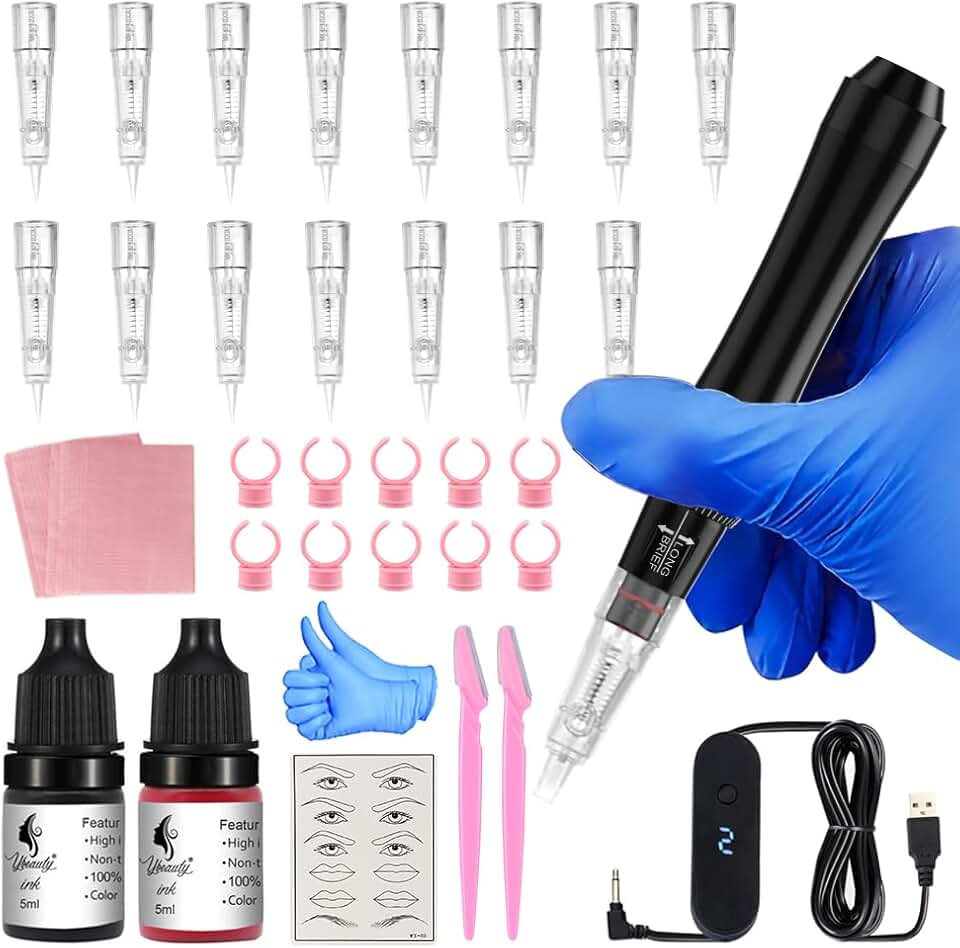 Semi-Permanent Makeup Eyebrow Tattoo Kit with 15 Needles