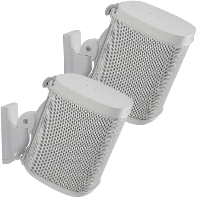 Adjustable Wall Mounts for Small Speakers, White