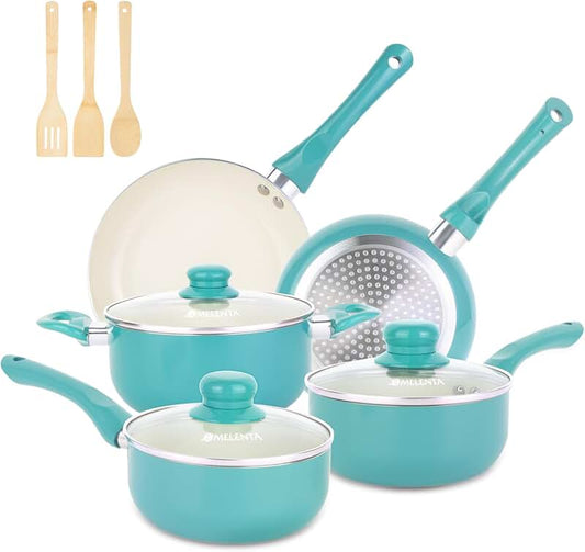 Seven-piece stainless steel kitchen utensil set with holder