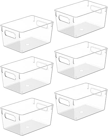 Clear Plastic Storage Bins for Kitchen and Bathroom Organization