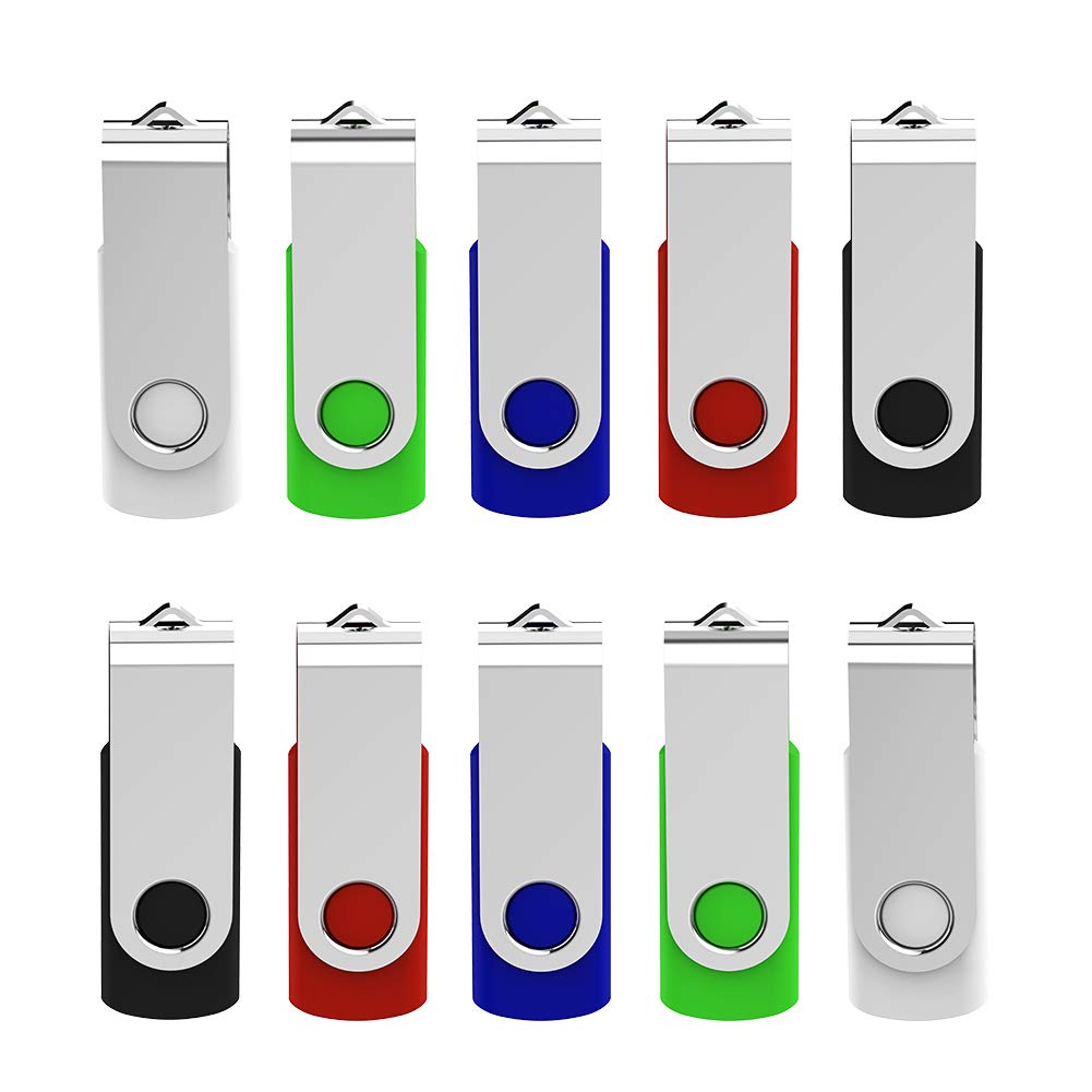 16GB Flash Drive 10 Pack USB Flash Drive 16 gb Thumb Drive Memory Stick Zip Drive USB 2.0, 5 Colors (Black, Blue, Green, White, Red)